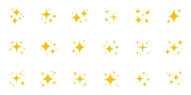 Işıldayan Yıldız patlaması Katı Simge Ayarları. Parlayan Yıldız Silueti Sembol Koleksiyonu. İzole Vektör İllüstrasyonu.