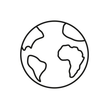 Dünya Küre Çizgisi Simgesi. Küresel Bağlantı, Dünya Coğrafyası ve Uluslararası İlişkiler Ana Hattı Sembolü. Dünya Gezegeni Temsilcisi. Düzenlenebilir Vuruş. İzole Vektör İllüstrasyonu.