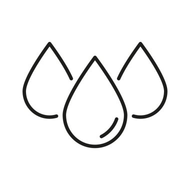 Üç Su Damlası Hattı Simgesi. Hidrasyon, Saflık ve Su Koruma Ana Hattı Sembolü. Çevresel farkındalık ve sürdürülebilirlik. Düzenlenebilir Vuruş. İzole Vektör İllüstrasyonu.