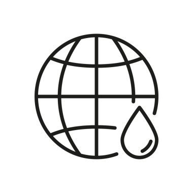 Küresel Su Koruma Hattı Simgesi. Toprak ve Su Damlası ana hat sembolü. Çevre koruma ve sürdürülebilirlik kavramı. Düzenlenebilir Vuruş. İzole Vektör İllüstrasyonu.