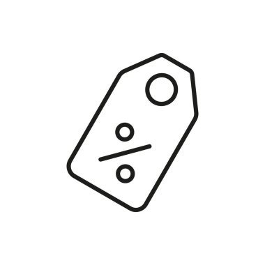 İndirim Fiyat Etiketi Satır Simgesi. Satış, Terfi ve Özel Taslak Sembol. Pazarlama ve Alışveriş Konsepti. Düzenlenebilir Vuruş. İzole Vektör İllüstrasyonu.