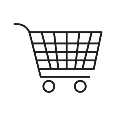 Alışveriş Arabası Hattı Simgesi. E-Ticaret, Çevrimiçi Alışveriş ve Perakende Piyasa Ana Hattı Sembolü. Tüketici Alımı ve Satış Konsepti. Düzenlenebilir Vuruş. İzole Vektör İllüstrasyonu.
