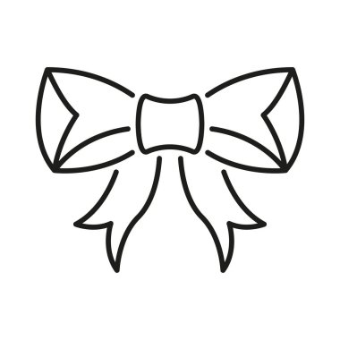 Pruva Şeridi İkonası. Dekoratif Bowknot Ana Hattı Sembolü. Hediye Paketi, Moda Aksesuarları ve Kutlama Dekorasyonu Düzenleme Vuruşu. İzole Vektör İllüstrasyonu.