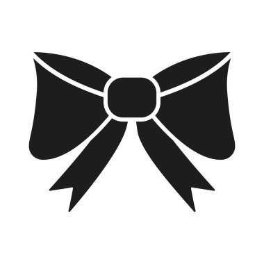 Kurdele Baş Katı Simge. Dekoratif Aksesuar, Hediye Paketi ve Moda Stili Siluet Sembolü. Zarif süsleme ve tatil süslemesi. İzole Vektör İllüstrasyonu.