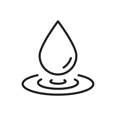 Dalgalanma Hattı Simgesiyle Su Damlası. Hidrasyon, Saflık ve Akışkanlık Özet Sembolü. Su Koruma ve Çevre Bilinci. Düzenlenebilir Vuruş. İzole Vektör İllüstrasyonu.