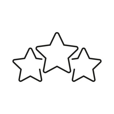 Üç Yıldız Derecelendirme Hattı Simgesi. Kalite Değerlendirme, Müşteri Geribildirim Özeti Sembolü. Performans İncelemesi ve Memnuniyet Ölçümü. Düzenlenebilir Vuruş. İzole Vektör İllüstrasyonu.