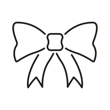 Bow Kravat Taslak Simgesi. Moda Aksesuarı, Hediye Dekorasyonu ve Şenlik Süsü Sembolü. Kutlamalar ve tarz için zarif tasarım elementi. Düzenlenebilir Vuruş. İzole Vektör İllüstrasyonu.