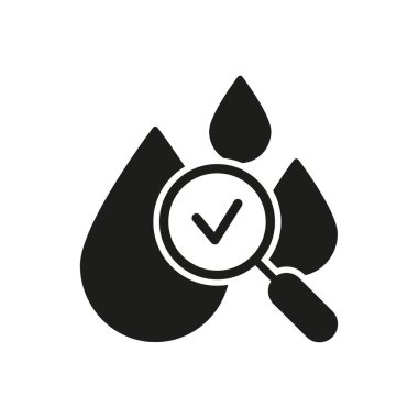 Su Kalitesi Denetimi Katı Simge. Sıvı Analiz, Saflık Doğrulama ve Güvenlik Güvenliği Silüeti Sembolü. Çevre koruma. İzole Vektör İllüstrasyonu.