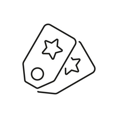 Yıldız Hattı Simgesiyle Etiketler. İndirim, Terfi ve Özel Teklif Taslak Sembolü. Pazarlama ve Satış Stratejisi. Düzenlenebilir Vuruş. İzole Vektör İllüstrasyonu.