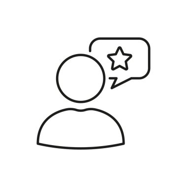 Kullanıcı Geribildirimi ve İnceleme Satırı Simgesi. Müşteri memnuniyeti ve Derecelendirme Sembolü. Müşteri Görüşü ve Tanıklık Sunumu. Düzenlenebilir Vuruş. İzole Vektör İllüstrasyonu.