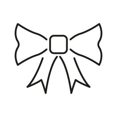 Bow Kravat Taslak Simgesi. Moda Aksesuarı, Hediye Dekorasyonu ve Şenlik Süsü Sembolü. Zarif Tasarım Elemanı. Düzenlenebilir Vuruş. İzole Vektör İllüstrasyonu.