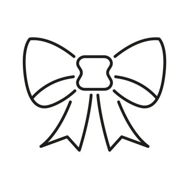 Bow Kravat Taslak Simgesi. Moda Aksesuarı, Hediye Dekorasyonu ve Kutlama Sembolü. Giysiler ve hediye paketi için zarif tasarım elementi. Düzenlenebilir Vuruş. İzole Vektör İllüstrasyonu.