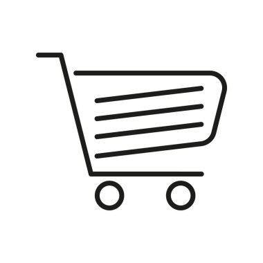Alışveriş Arabası Hattı Simgesi. E-Ticaret, Çevrimiçi Alışveriş ve Perakende Piyasa Ana Hattı Sembolü. Dijital Ticaret ve Tüketici Malları. Düzenlenebilir Vuruş. İzole Vektör İllüstrasyonu.