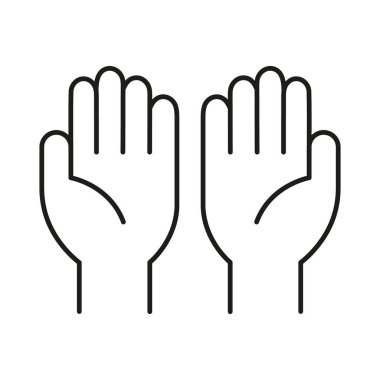 İki Yükseltilmiş Eller Çizgisi Simgesi. Kutlama, Övgü ve Çak Beşlik Hareketi Sembolü. Pozitif İfade ve Anlaşma. Düzenlenebilir Vuruş. İzole Vektör İllüstrasyonu.