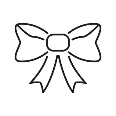 Pruva Şeridi İkonası. Dekoratif Hediye Paketi, Moda Aksesuarı ve Kutlama Sembolü. Şenlik Süslemesi. Düzenlenebilir Vuruş. İzole Vektör İllüstrasyonu.