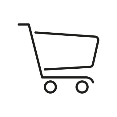 Alışveriş Arabası Hattı Simgesi. E-Ticaret, Çevrimiçi Alışveriş ve Perakende Piyasa Ana Hattı Sembolü. Tüketici Satın Alma ve Perakende Şirketi. Düzenlenebilir Vuruş. İzole Vektör İllüstrasyonu.