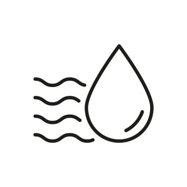 Dalgalar Hattı Simgesi olan Su Damlası. Nem, Nem ve Hava Kalitesi Kontrol Sembolü. Çevre İzleme ve İklim Yönetmeliği. Düzenlenebilir Vuruş. İzole Vektör İllüstrasyonu.