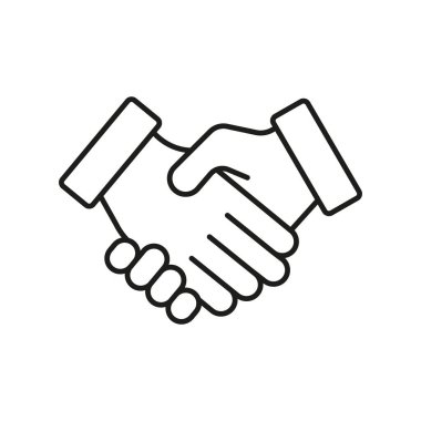 Tokalaşma Anlaşması Satır Simgesi. İş ortaklığı, iş birliği ve anlaşma taslağı sembolü. Profesyonel Ağ ve Güven Binası. Düzenlenebilir Vuruş. İzole Vektör İllüstrasyonu.