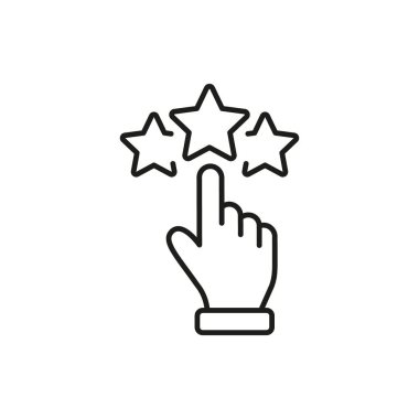 El Seçimi Yıldız Sınıflandırma Çizgisi Simgesi. Müşteri Geribildirimi, İnceleme ve Memnuniyet Değerlendirme Ana Hattı Sembolü. Kalite Değerlendirme ve Kullanıcı Deneyimi. Düzenlenebilir Vuruş. İzole Vektör İllüstrasyonu.