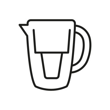 Su Filtresi Atıcı Hattı Simgesi. Ev Suyu Arıtma ve Filtreleme Sistemi ana hatlarını belirler. Temiz İçme Suyu Çözümü. Düzenlenebilir Vuruş. İzole Vektör İllüstrasyonu.