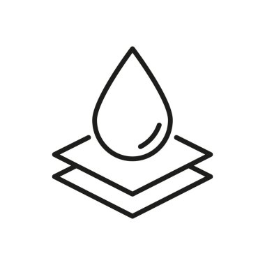 Su geçirmez malzeme katman simgesi. Su direnci, koruma ve dayanıklılık sembolü. Nem Bariyeri Teknolojisi. Düzenlenebilir Vuruş. İzole Vektör İllüstrasyonu.