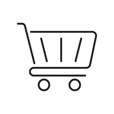 Alışveriş Arabası Hattı Simgesi. E-Ticaret, Çevrimiçi Alışveriş ve Perakende Piyasa Ana Hattı Sembolü. Tüketici Alımı ve Dijital Ticaret. Düzenlenebilir Vuruş. İzole Vektör İllüstrasyonu.