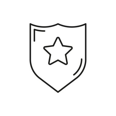 Yıldız Hattı Simgesi Kalkanı. Güvenlik, koruma ve güvenlik sigortası ana hatları. Savunma ve Güven Temsilcisi. Düzenlenebilir Vuruş. İzole Vektör İllüstrasyonu.