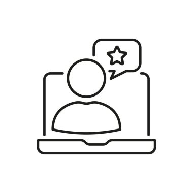 Kullanıcı Denetimi ve Geri bildirim Simgesi. Müşteri memnuniyeti ve Online Derecelendirme Sembolü. Dijital Değerlendirme ve Tanıklık kavramı. Düzenlenebilir Vuruş. İzole Vektör İllüstrasyonu.