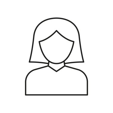 Kadın Kullanıcı Profili Satır Simgesi. Kullanıcı Kimliği ve Sosyal Medya Avatar Özet Sembolü. Kişisel Hesap Temsilcisi. Düzenlenebilir Vuruş. İzole Vektör İllüstrasyonu.