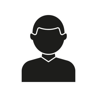 Erkek Avatar Profil Katı Simgesi. Basitleştirilmiş Erkek Çocuk Silüeti Sembolü. Kullanıcı Profili, Çevrimiçi Kimlik ve Sosyal Medya Temsilcisi. İzole Vektör İllüstrasyonu.