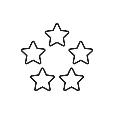 Beş Yıldızlı Taslak Simgesi. Kalite Güvencesi, Mükemmellik ve Müşteri Memnuniyeti Sembolü. Performans Değerlendirmesi ve Geribildirim Sunumu. Düzenlenebilir Vuruş. İzole Vektör İllüstrasyonu.