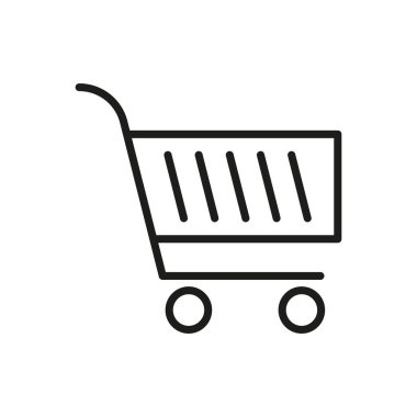 Alışveriş Arabası Hattı Simgesi. E-Ticaret, Çevrimiçi Alışveriş ve Perakende Piyasa Ana Hattı Sembolü. Tüketici alım ve perakende işi kavramı. Düzenlenebilir Vuruş. İzole Vektör İllüstrasyonu.
