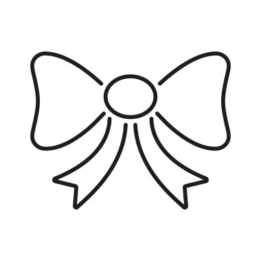 Pruva Şeridi İkonası. Dekoratif Hediye Paketi, Moda Aksesuarı ve Kutlama Sembolü. Şenlik Süslemesi. Düzenlenebilir Vuruş. İzole Vektör İllüstrasyonu.