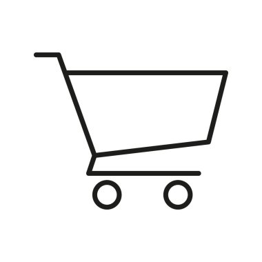 Alışveriş Arabası Hattı Simgesi. E-Ticaret, Çevrimiçi Alışveriş ve Perakende Piyasa Ana Hattı Sembolü. Tüketici Alımı ve Dijital Ticaret. Düzenlenebilir Vuruş. İzole Vektör İllüstrasyonu.