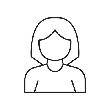 Kadın Kullanıcı Profili Satır Simgesi. Kullanıcı Avatar, Hesap Temsilcisi ve Çevrimiçi Kimlik Özeti Sembolü. Sosyal Medya, Ağ ve İletişim. Düzenlenebilir Vuruş. İzole Vektör İllüstrasyonu.