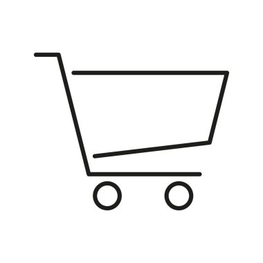 Alışveriş Arabası Hattı Simgesi. E-Ticaret, Çevrimiçi Alışveriş ve Perakende Piyasa Ana Hattı Sembolü. Tüketici Alımı ve Dijital Ticaret. Düzenlenebilir Vuruş. İzole Vektör İllüstrasyonu.