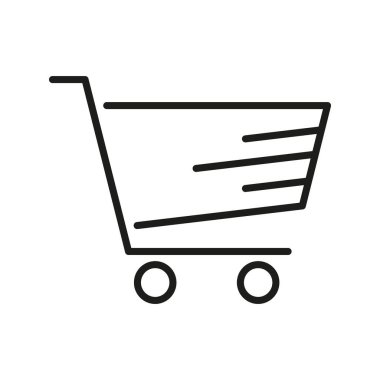 Alışveriş Arabası Hattı Simgesi. E-Ticaret, Çevrimiçi Alışveriş ve Perakende Piyasa Ana Hattı Sembolü. Dijital Ticaret ve Tüketici Malları. Düzenlenebilir Vuruş. İzole Vektör İllüstrasyonu.