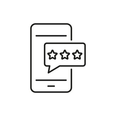 Mobil Değerlendirme Satır Simgesi. Müşteri Geribildirimi ve Çevrimiçi Derecelendirme Sistemi Ana Hattı Sembolü. Kullanıcı Deneyimi ve Memnuniyet Değerlendirmesi. Düzenlenebilir Vuruş. İzole Vektör İllüstrasyonu.