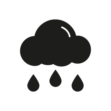 Yağmur damlalı Bulut Katı Simge. Hava Durumu, Yağmurlu Mevsim ve Yağışlı Siluet Sembolü. Meteoroloji kavramı. İzole Vektör İllüstrasyonu.