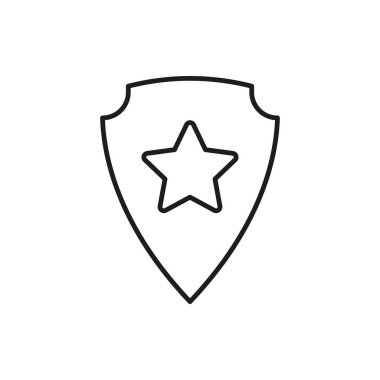 Yıldız Hattı Simgesi Kalkanı. Güvenlik, Koruma ve Güvenlik Sembolü. Savunma ve Koruma Konsepti. Düzenlenebilir Vuruş. İzole Vektör İllüstrasyonu.