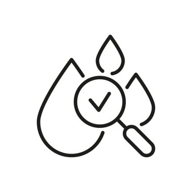 Su Kalitesi Kontrol Hattı Simgesi. Su Saflığı Testi ve Güvenlik Güvenliği Merkezi Sembolü. Çevre İzleme ve Sağlık Koruma. Düzenlenebilir Vuruş. İzole Vektör İllüstrasyonu.