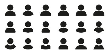User Profile Avatar Solid Icon Set. Diverse User Silhouette Symbol Collection. Represents Online Identity, Social Media, And Digital Presence. Isolated Vector Illustration.