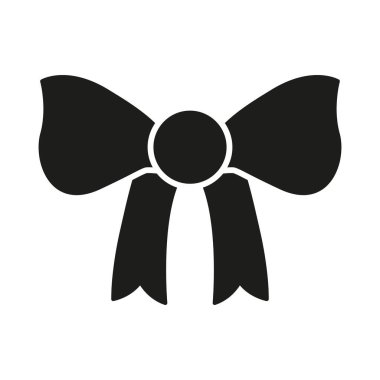 Papyonlu Katı Simge. Moda Aksesuarı, Dekorasyon ve Hediye Paketi Silueti Sembolü. Zarif Tasarım Elemanı. İzole Vektör İllüstrasyonu.