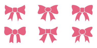 Bow Tie ve Ribbon Düğümleri Hediyeler, Moda ve Kutlamalar için Solid Icon Set. Ambalaj Silueti Sembol Koleksiyonu için Dekoratif Yay Elementleri. İzole Vektör İllüstrasyonu.