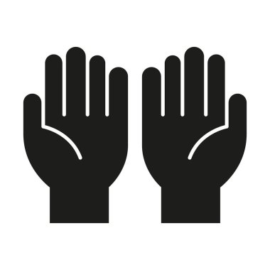 İki Kaldırılmış Eller Katı Simge. Çak Beşlik, Kutlama ve Anlaşma Silüeti Sembolü. Birlik ve İşbirliği Temsilcisi. İzole Vektör İllüstrasyonu.