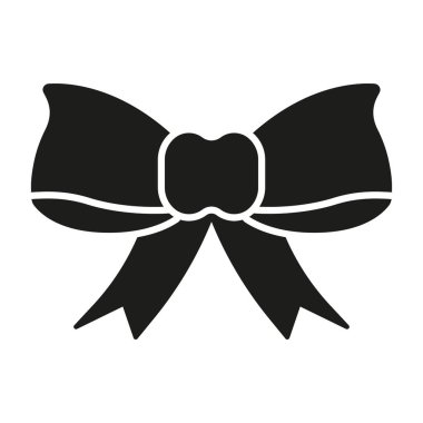 Pruva Kurdelesi Katı Simgesi. Dekoratif Hediye Paketi, Moda Aksesuarları ve Kutlama Süsleme Sembolü. Kutlama Dekorasyonu. İzole Vektör İllüstrasyonu.