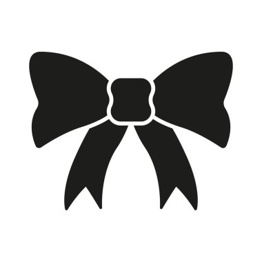 Papyonlu Katı Simge. Moda Aksesuarı, Hediye Paketi ve Dekoratif Kurdele Silueti Sembolü. Zarif Tasarım Elemanı. İzole Vektör İllüstrasyonu.