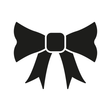 Papyonlu Katı Simge. Moda Aksesuarı, Resmi Giysi ve Dekoratif Kurdele Silueti Sembolü. Zarif Stil ve Kutlama Tasarımı. İzole Vektör İllüstrasyonu.