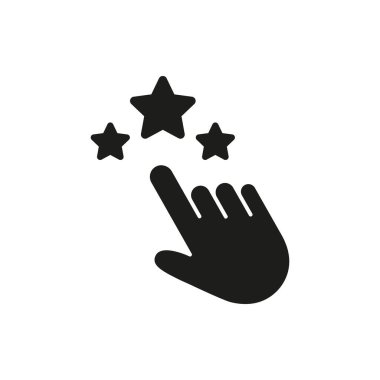 El, Yıldızlara uzanan Katı Simge. Başarı, Arzular ve Hedef Belirleme Silueti Sembolü. Başarı ve motivasyon kavramı. İzole Vektör İllüstrasyonu.