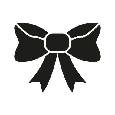 Pruva Kurdelesi Katı Simgesi. Dekoratif Bowknot, Hediye Paketi ve Moda Aksesuar Siluet Sembolü. Kutlama, festival ve stil elementi. İzole Vektör İllüstrasyonu.